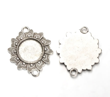 1x Cabochon Connector Donker Zilver 16 mm