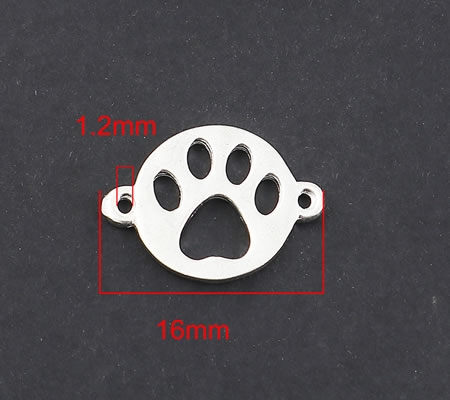 1x Connector Honden Pootje Donker Zilver