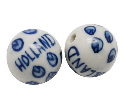 1x kraal Porcelein Rond