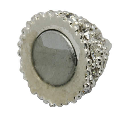 1x Strass/lichtzilveren magneetslotje ovaal