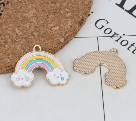 1x Bedeltje Regenboog/rosegold