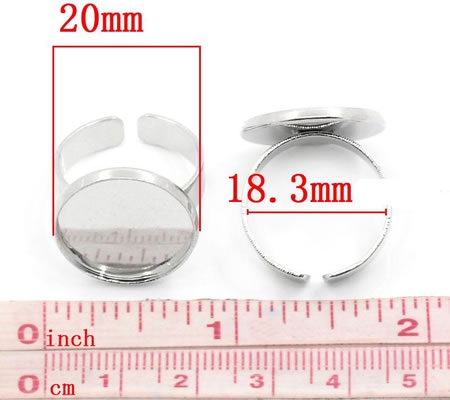 1x Donker Zilveren Cabochon Ring voor 18 mm