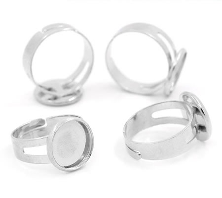 1x Basis Cabochon Ring Donker Zilver