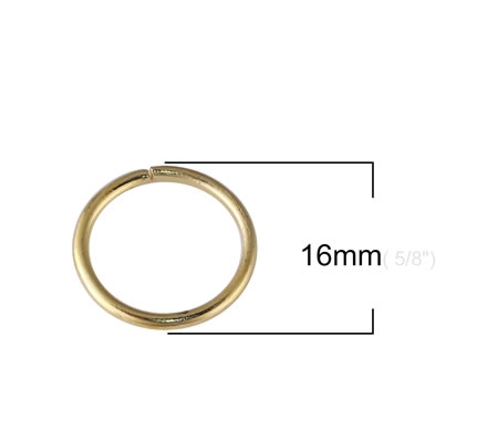 10 stuks Open ring Goudkleurig 16 x 1.5 mm