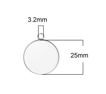1x Cabochon bedel RVS 304 - 25 mm