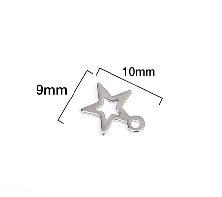 1 stuks Ster Mini Bedeltje RVS 304 Donker zilver