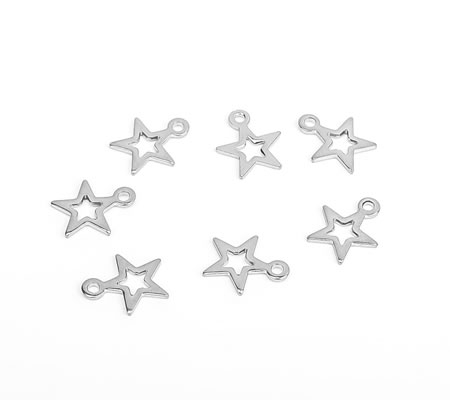 1 stuks Ster Mini Bedeltje RVS 304 Donker zilver