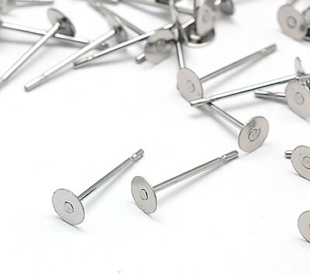 25 paar Oorbel stekertjes met plakvlak RVS (304)