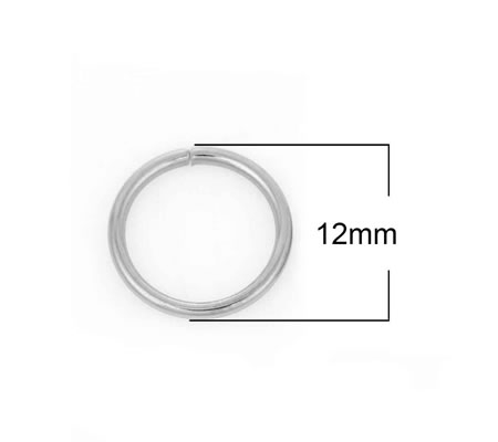 10x roestvrijstalen (304) open ring 12 mm