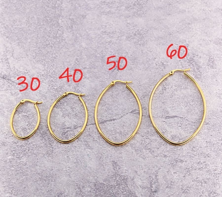 1 Paar Oorringen RVS 316 Goud  60 mm Ovaal