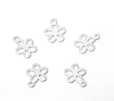 1 stuks Bloem Bedeltje RVS 304 Donker zilver