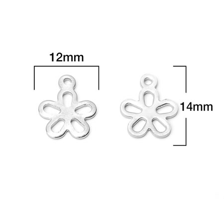 1 stuks Bloem Bedeltje RVS 304 Donker zilver