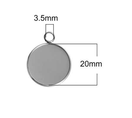 1x Cabochon bedel RVS 304 - 20 mm