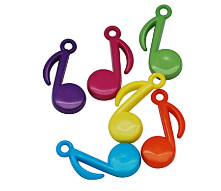 1x Acryl bedel Muzieknootje Geel