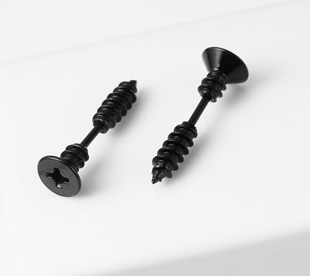 1x Oorbel Schroef Zwart (per stuk)