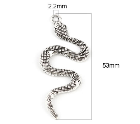 1x Bedeltje Slang Donker Zilver