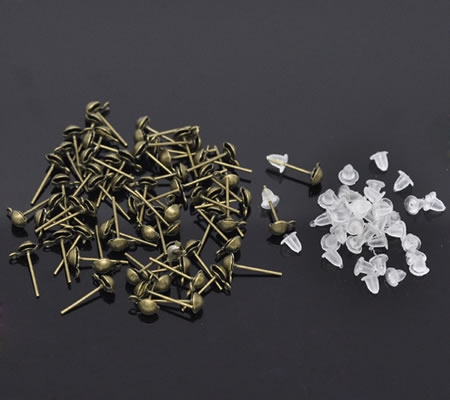 10 paar oorknopjes met oogje brons