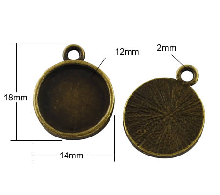 1x Cabochon setting Brons 12 mm