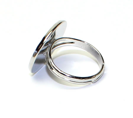 1x Donker Zilver Cabochon Ring 18 mm