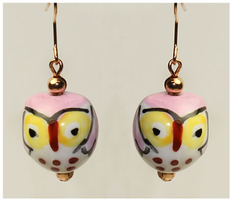 1x Uil Keramiek Kraaltje Roze