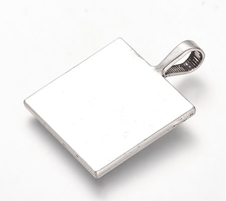 1x Bedelhanger Donker zilver Vierkant