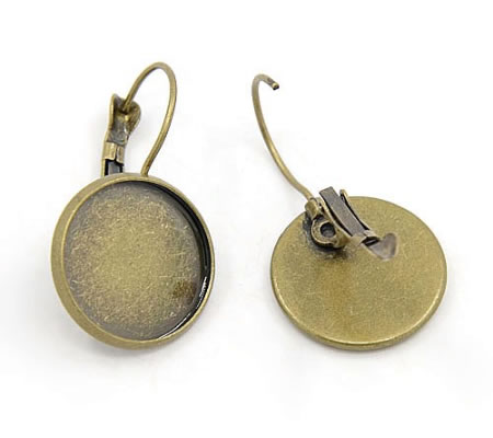 1 paar Cabochon Oorbelhaakjes Brons 16 mm