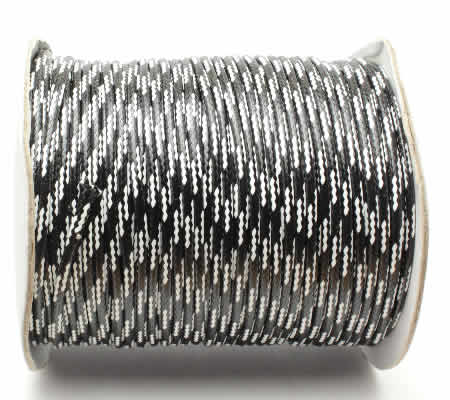 1 meter nylon koord zwart/wit